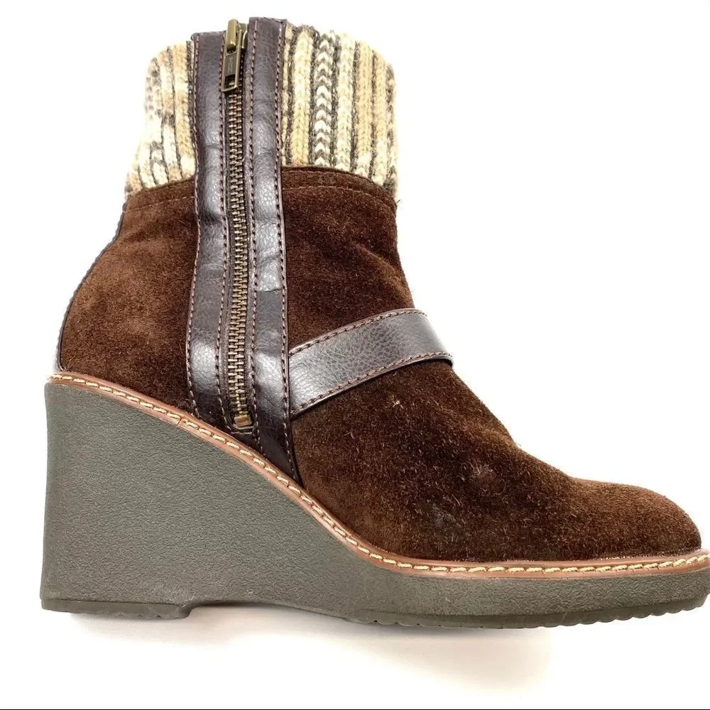 Naturalizer Kenning wedge bootie suede & knit 7.5